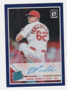 2019 DONRUSS OPTIC PURPLE PRIZM 8/35 RATED ROOKIE AUTOGRAPH DANIEL PONCE DE LEON - Picture 1 of 2