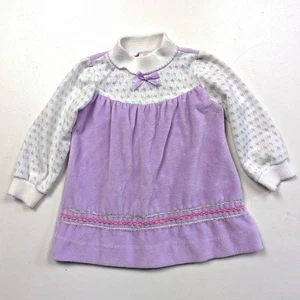Vestido vintage Healthtex niñas talla 12-18 m terciopelo morado - Imagen 1 de 8