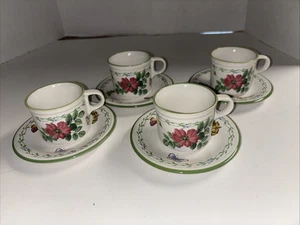 STUDIO NOVA GARDEN BLOOM ~ SET OF 4 demitasse CUPS & SAUCERS - Picture 1 of 6