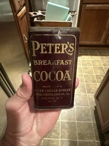 Peter’s Breakfast Cocoa Paper Label Tin Can Peter Kohler Swiss Chocolates Co. - Picture 1 of 10