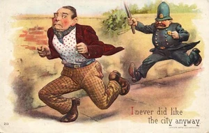 213 I Never Did Like The City Anyway Police Man Comic postcard - Picture 1 of 2