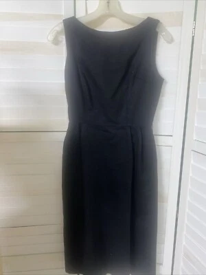 Vestido pequeno vintage meados do século 60 feito à mão algodão pique preto lápis mexer - Imagem 1 de 4