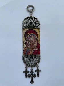 Virgin of Tenderness Byzantine Tapestry – 5x21cm Orthodox Wall Hanging - Picture 1 of 7