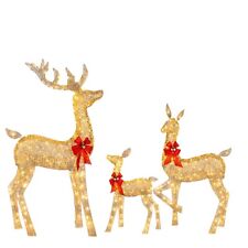 3PCS/SET Light-Up Deer with Red Bows Holiday Decor Christmas Lighted Reindeer
