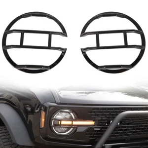 For Ford for Bronco 2021 2022 2023 Headlight Cover Guards Trim Glossy Black #CL - Picture 1 of 5