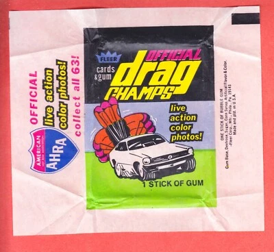 1972  FLEER  OFFICIAL DRAG CHAMPS  2  DIFFERENT  WAX WRAPPERS   NM/MT - Image 1 of 2
