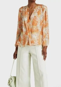 Vince S Women Floral Garden Shirred Watercolor 100% Silk Lightweight Flowy - Picture 1 of 9