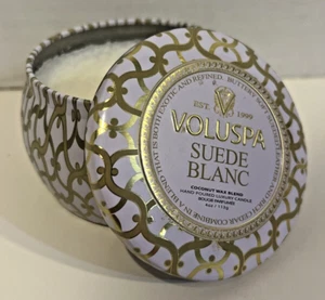 Voluspa Mini Tin Candle - Suede Blanc 113g/4oz - Picture 1 of 8
