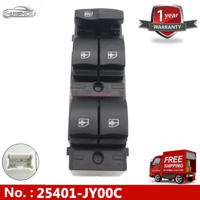 Black Power Window Switch 25401-JY00C For Renault Koleos 2008-2016 2540-JY00C - Imagem 1 de 4