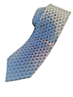 John Ashford Men's Neck Tie 100% Poly Grey Shades Geometric Design Tie Hand Made - Image 1 of 4