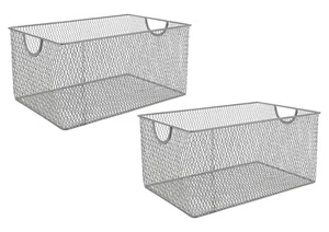 Organizador de cesta de almacenamiento de malla plateada Ybm para el hogar vendido por 2 piezas 2321-2 - Imagen 1 de 5