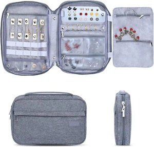 (LUXQ) Travel Jewelry Organizer Bag Portable Jewelry Storage GREY - Picture 1 of 6