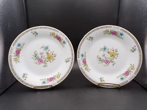 2 Vintage Liling Fine China Speiseteller 10,5" zarte Blumen auf weiß C25 - Bild 1 von 8