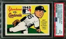 1971 FLEER WORLD SERIES #41 SPUD CHANDLER YANKEES BLACK BACK PSA 9 High Grade 