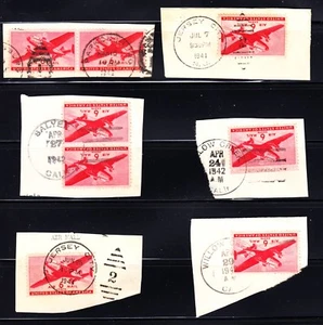 US SCOTT # C25 WAR TIME POSTMARKS FROM 1941-1942 NEW JERSEY, CALIFORNIA H1830 E - Picture 1 of 1
