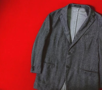 BOGLIOLI K. Jacket Men 100% Cashmere Gray Sport Blazer Size 52 / XL Herringbone - Image 1 of 4