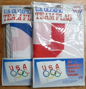 - Lot of 2 - Emerson U.S. Olympic Team Flag USA 1995 35" x 57" - Picture 1 of 4
