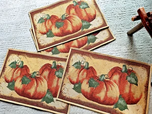 NWOT Set of 4 Tapestry Fall Pumpkin THANKSGIVING  Placemats 13x19 Inches - Picture 1 of 3