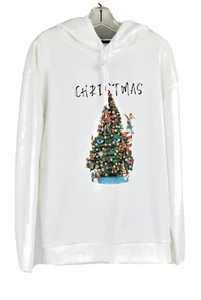 Denim and Flower Let it Snow Mens Christmas Hoodie Size L White Pullover - Picture 1 of 9
