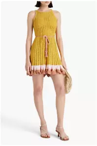 Zimmermann Dress BNWT Laurel Crochet Mini Belted Size 0 ( AU 8 / US 4 ) Yellow - Picture 1 of 10