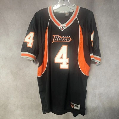 Vintage Ken Garff Utah Blaze AFL Bryant #4 Black Football Jersey Mens L - Image 1 of 4