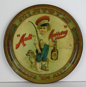 1899 PRE PROHIBITION McAVOY BREWING COMPANY TIN LITHO ADVERTISING BEER TRAY