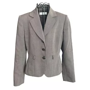 Espiga de lana marrón forrada Tahari 2 piezas. Conjunto de traje chaqueta falda para mujer talla 4 - Imagen 1 de 8