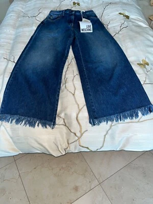 NUEVO CON ETIQUETAS LOVE MOSCHINO MUJER JEANS PIERNA ANCHA TIRO ALTO TALLA 28 Foto 1 de 4