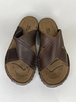 Spring Step Gardener Sandals Cross Strap Slides Brown Leather Men Size 43 US 10 - Image 1 of 4