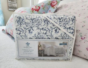 NEW/HTF SIMPLY SHABBY CHIC TWIN SIZE INDIGO BATIK & FLORAL DUVET & SHAM SET - Picture 1 of 4