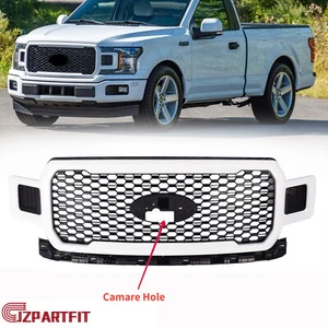 Front Upper Grille Honeycomb White With Camera Hole For 2018-2020 F150 - Picture 1 of 6