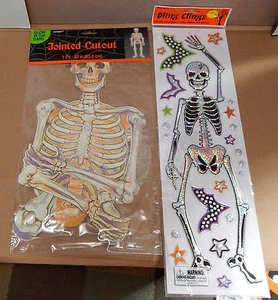 Halloween Bling Clings Eerie Alley Skeleton 19"x5" Jointed Cutout Skeleton 68E - Picture 1 of 3