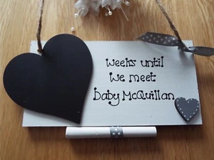 Personalised pregnancy countdown sign baby shower gift sign plaque - Picture 1 of 11