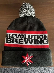 Revolution Brewing Knit Pom Beanie Winter Hat Cap Pom Pom Beer Fist Logo Chicago - Picture 1 of 3