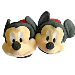 Disney MICKEY MOUSE Head Fuzzy Plush House Slippers Size 7 - Picture 1 of 9