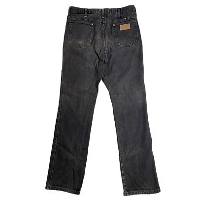 Vtg Wrangler Denim Jeans Mens 34X34 Black Fade Slim Straight Cowboy USA Tall - Image 1 of 4