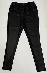Boohoo Black High Waist Leather Look Stretch Party Leggings - UK Size 12 BNWT - Picture 1 of 11