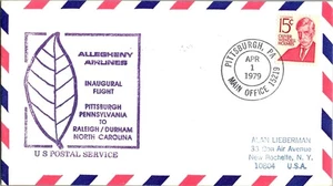 Allegheny First Flight Pittsburgh Pennsylvania - Raleigh North Carolina - 1979 - Picture 1 of 2