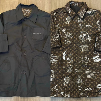 Abrigo Louis Vuitton de algodón técnico reversible de un solo pecho gris oscuro talla 48 M Foto 1 de 4