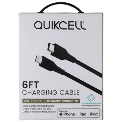 Quikcell 6Ft Braided USB-C to  8-Pin Charging Cable - Black - Image 1 of 2