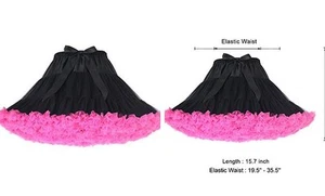 Women's Elastic Waist Chiffon Petticoat Puffy Tutu One Size Short Black Red - Picture 1 of 3