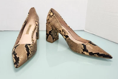Zara Basic collection pointed toe snake print block heel pump New Sz 41 US 10 - Image 1 of 4
