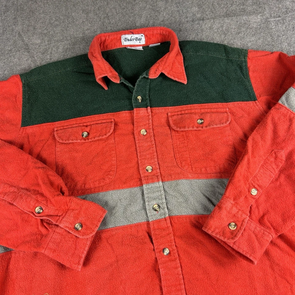 Vintage Trader Bay Shirt Mens XL Heavyweight Colorblock Long Sleeve Button Down - Image 1 of 4