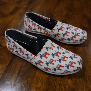 Toms Alpargata Mujer Talla 8.5 Plano Lona Burro Demócrata Rojo Blanco Azul Vota - Imagen 1 de 8