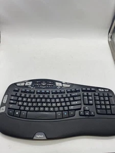 Logitech K350 Wave Keyboard Black Wireless Ergonomic With Dongle - Picture 1 of 5