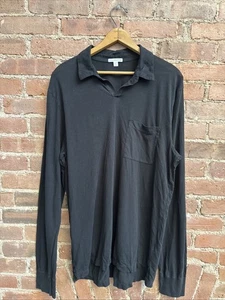 James Perse Mens Polo Shirt Sz 3, Black 100% Cotton, Lightweight USA - Picture 1 of 7