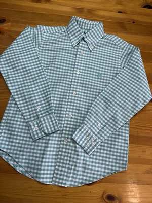 Camisa Brooks Brothers para niños manga larga con botones talla S verde menta a cuadros guinga Foto 1 de 4