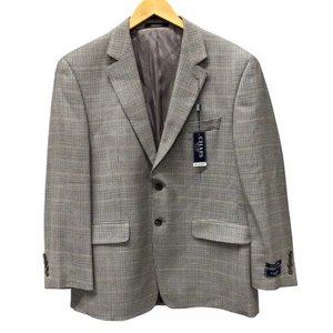 Chaps Blazer Mens 40 S Silk Wool Cooper Houndstooth Gray Sport Coat Jacket NEW - Picture 1 of 10