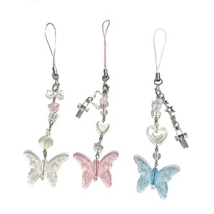 Beautiful Butterfly Pendant Phone Straps Chain Dainty Keychain Hangings Ornament - Zdjęcie 1 z 10