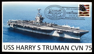 #2 of 8 Artist Signed US Naval Cover ~ USS HARRY S TRUMAN CVN-75 ~ 25th Anniv. - Image 1 of 3